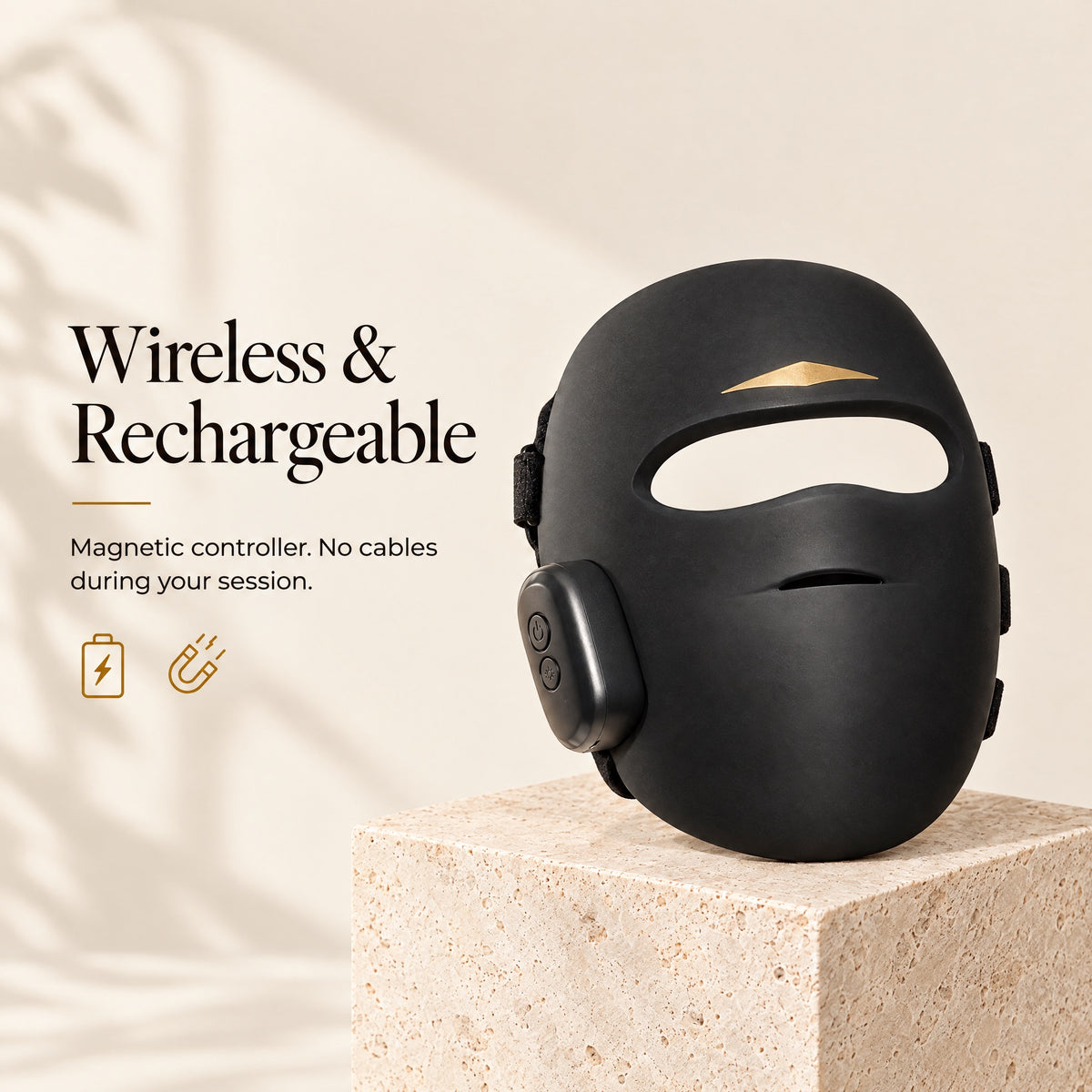Aura Pro LED mask: wireless and rechargeable with magnetic controller