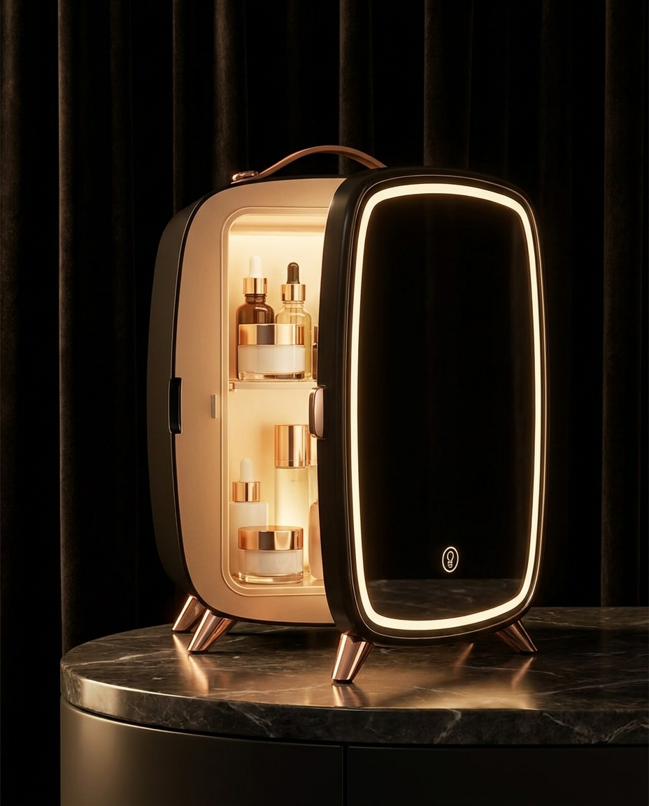 Lumen Mini Beauty Fridge open interior